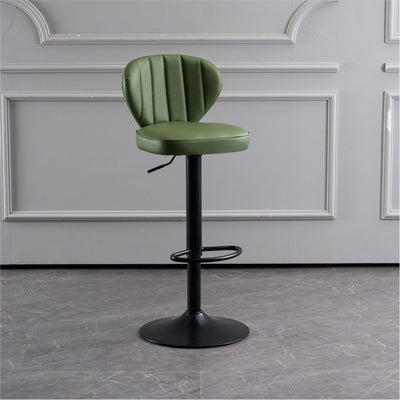 Modern Minimalist Square PU Leather Metal Bar Stool Backrest Footrest For Dining Room