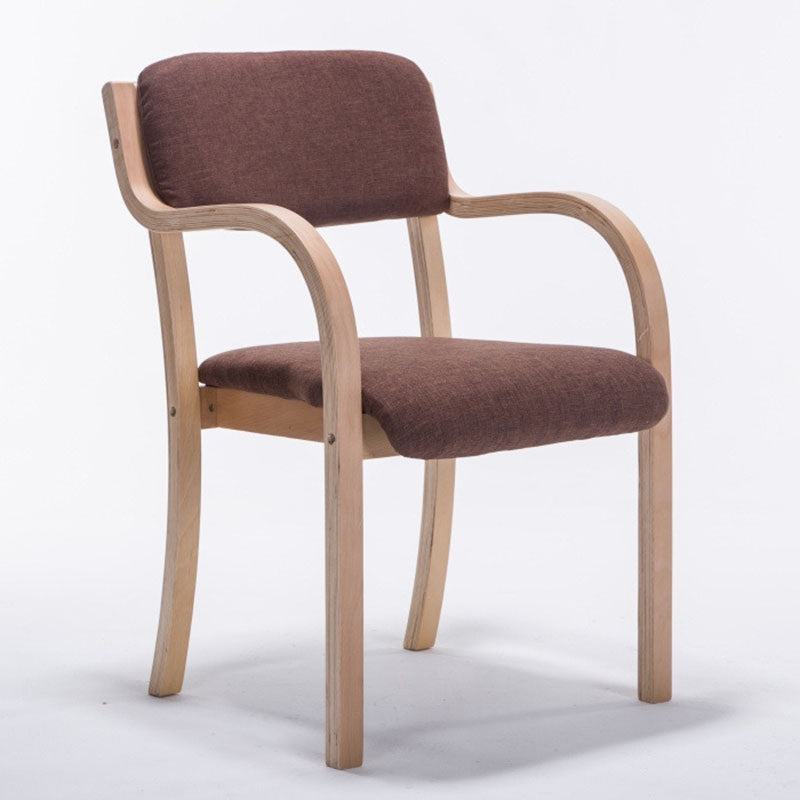 Contemporary Nordic Wood Cotton Linen Fabric PU Leather Velvet Sponge Square Dining Chair Backrest Armrest For Dining Room