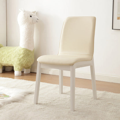 Contemporary Nordic Square Faux Leather Wood Frame Dining Chair Backrest For Dining Room