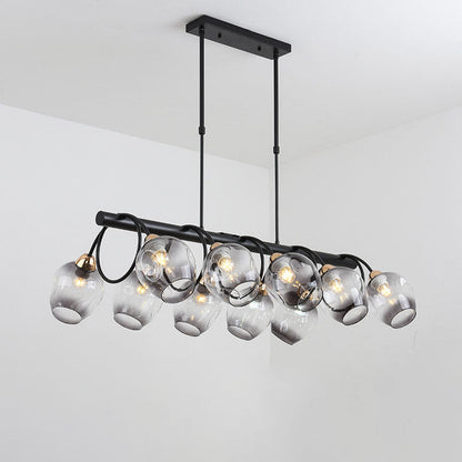 Nordic Light Luxury Gradient Glass Linear  6/8/10 Light Island Light Chandelier