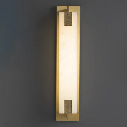 Modern Transitional Rectangular Copper Marble LED Outdoor Wall Sconce Lamp For Outdoor Patio