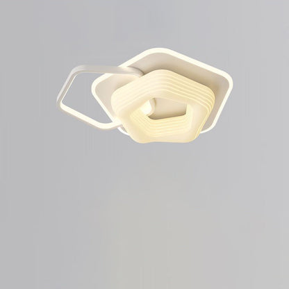 Modern Art Deco Flower Triangle Pentagon Round Acrylic PE Iron LED Flush Mount Ceiling Light For Living Room