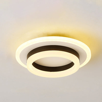 Modern Simplicity Acrylic Geometric Square Round Shade Hardware LED Flush Mount Ceiling Light For Living Room