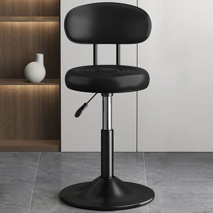 Contemporary Luxury Round Faux Leather Upholstered Swivel Bar Stool Height Adjustable Footrest For Dining Room