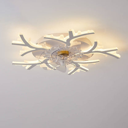 Scandinavian Modern Star Line Iron Acrylic Plastic LED Flush Mount Ceiling Fan Light