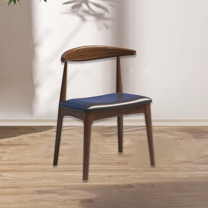 Modern Simplicity Wood PU Leather Sponge Square Arch Dining Chair Backrest Armrest For Dining Room