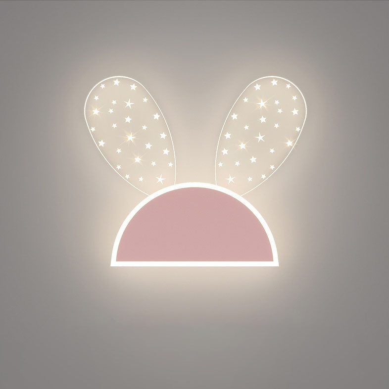 Contemporary Creative Rabbit Planet Acrylic Iron LED Wall Sconce Lamp For Bedroom