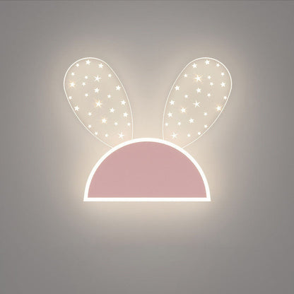 Contemporary Creative Rabbit Planet Acrylic Iron LED Wall Sconce Lamp For Bedroom