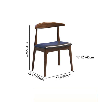 Modern Simplicity Wood PU Leather Sponge Square Arch Dining Chair Backrest Armrest For Dining Room
