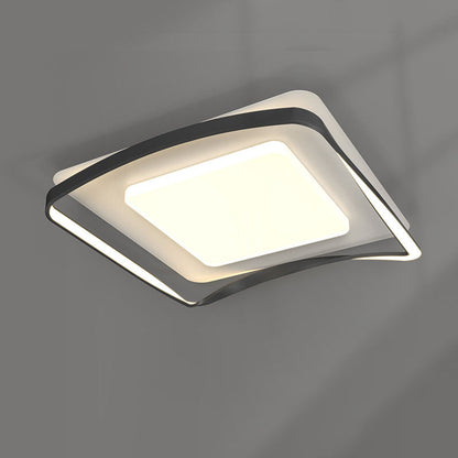 モダンでシンプルなアルミスクエアアクリルシェードLEDフラッシュマウントシーリングライト寝室用