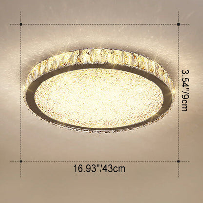 Modern Minimalist Stainless Steel Crystal LED Flush Mount Ceiling Light
