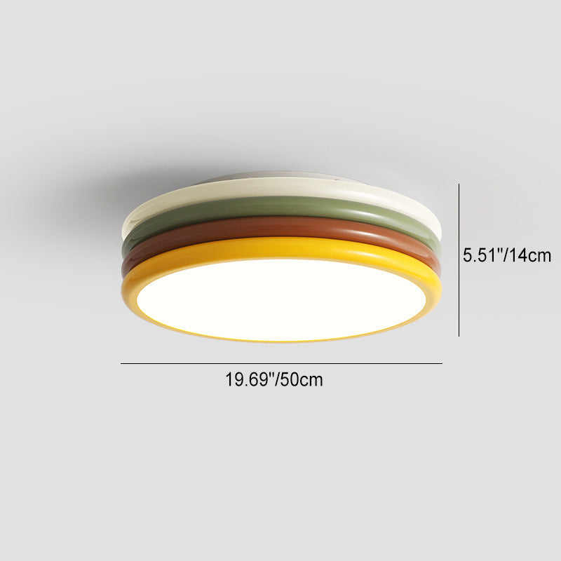 現代的でクリエイティブな鉄製アクリル製ラウンドハンバーガーLEDフラッシュマウントシーリングライト寝室用