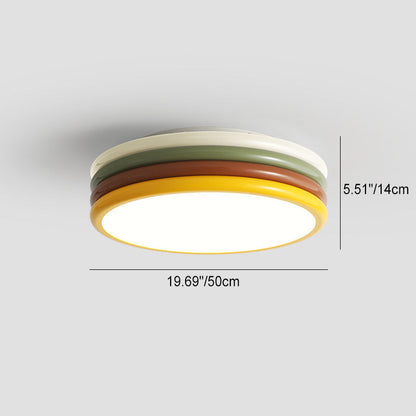 現代的でクリエイティブな鉄製アクリル製ラウンドハンバーガーLEDフラッシュマウントシーリングライト寝室用
