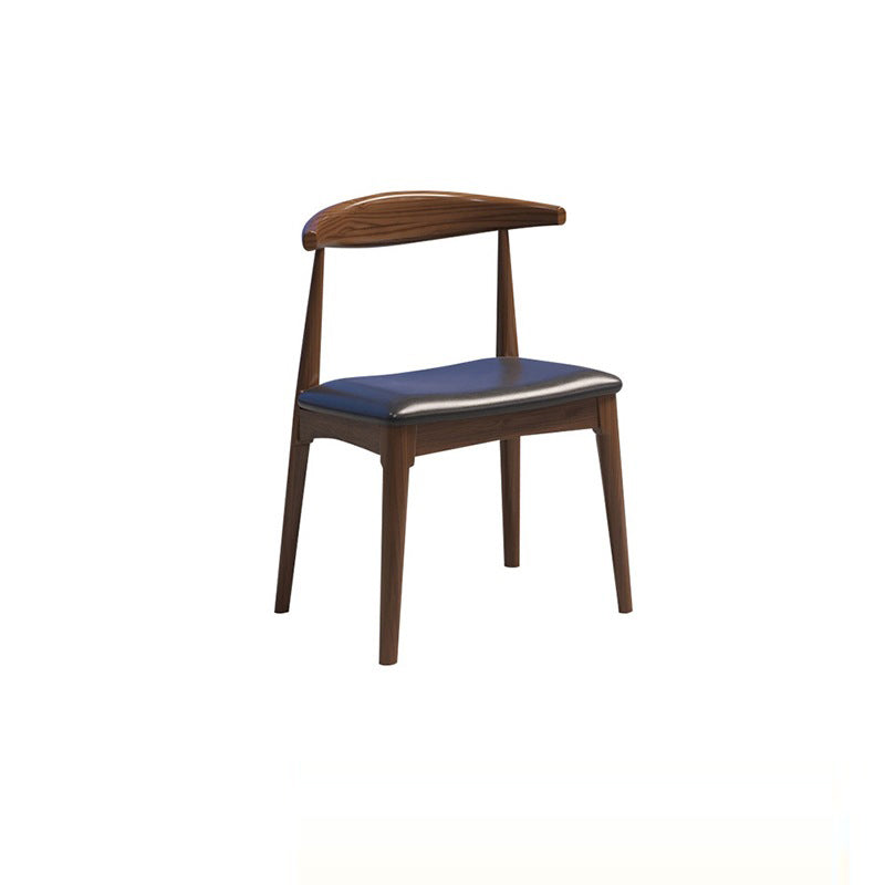Modern Simplicity Wood PU Leather Sponge Square Arch Dining Chair Backrest Armrest For Dining Room