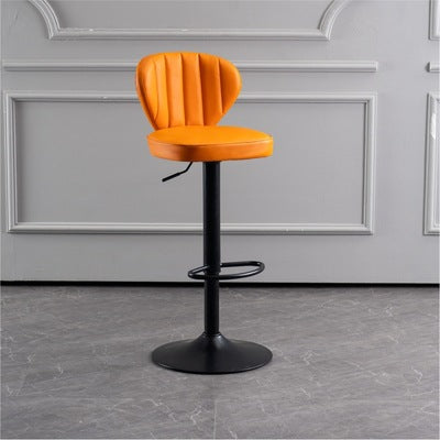 Modern Minimalist Square PU Leather Metal Bar Stool Backrest Footrest For Dining Room