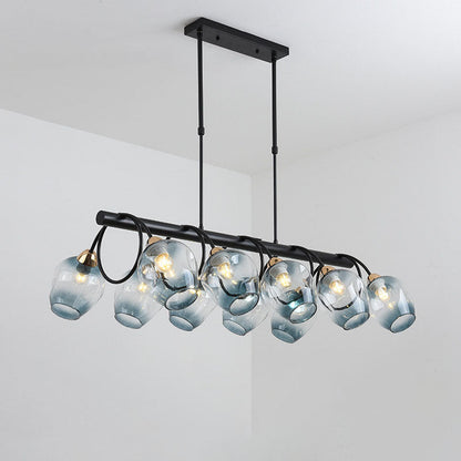 Nordic Light Luxury Gradient Glass Linear  6/8/10 Light Island Light Chandelier