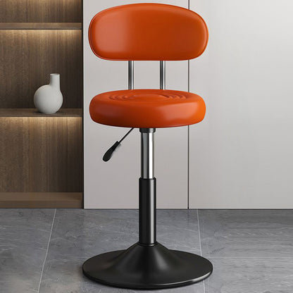Contemporary Luxury Round Faux Leather Upholstered Swivel Bar Stool Height Adjustable Footrest For Dining Room