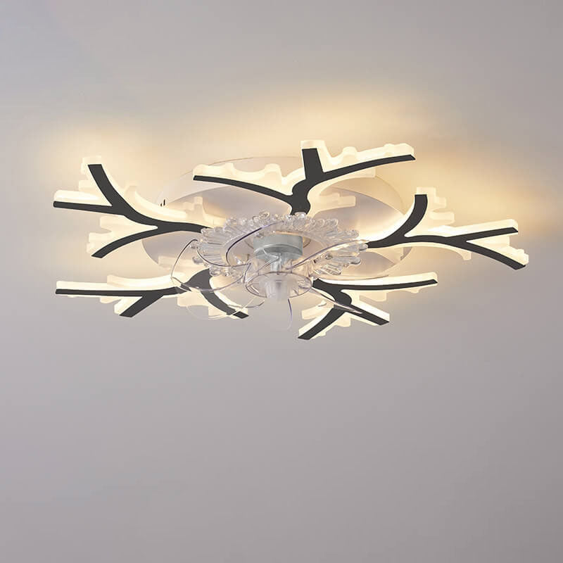 Scandinavian Modern Star Line Iron Acrylic Plastic LED Flush Mount Ceiling Fan Light