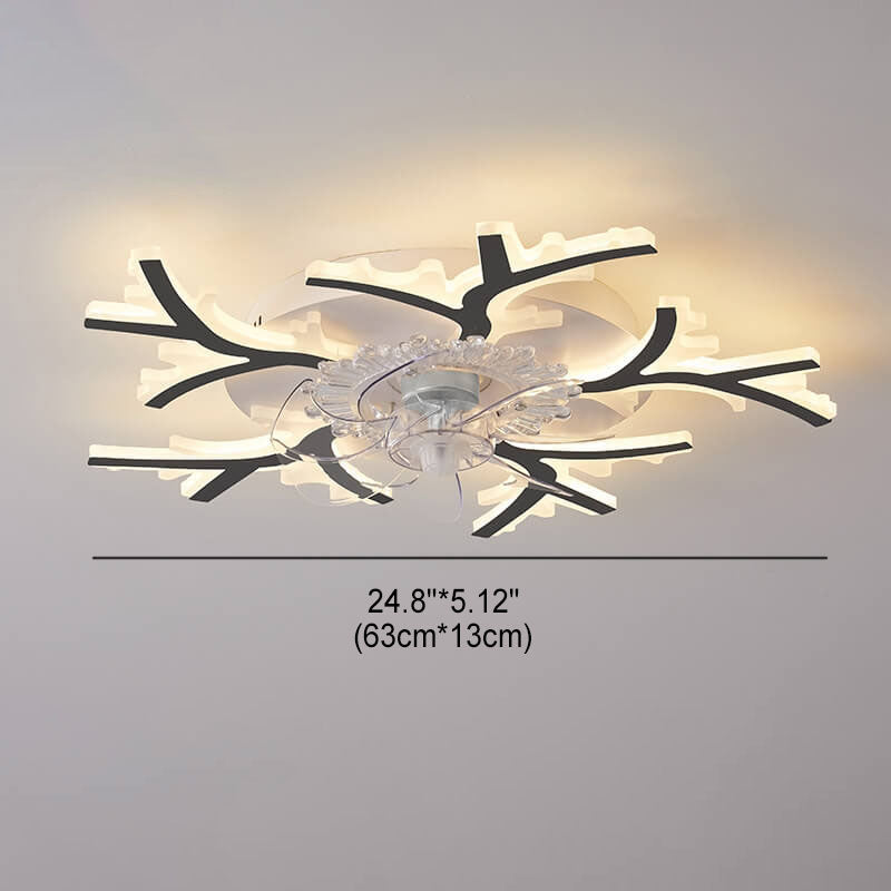 Scandinavian Modern Star Line Iron Acrylic Plastic LED Flush Mount Ceiling Fan Light