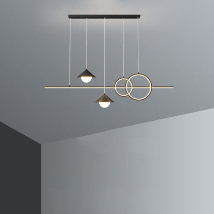 Modern Minimalist Strip Cone Circle Iron Acrylic LED Chandeliers Island Light For Dining Room