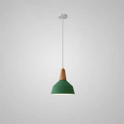 Nordic Minimalist Macaron Solid Color Aluminum Wood 1-Light Pendant Light