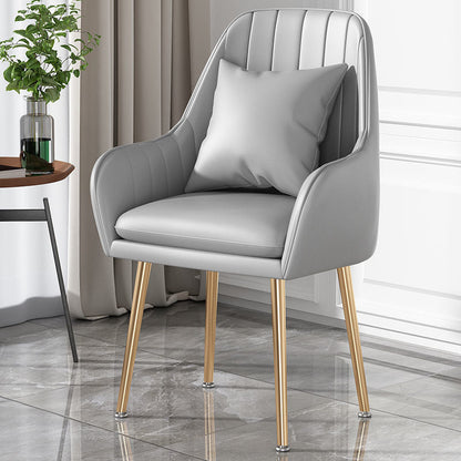 Contemporary Scandinavian Velvet PU Leather Sponge Emulsion Metal Square Vanity Stool Backrest Armrest For Bedroom