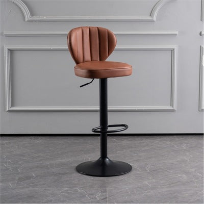 Modern Minimalist Square PU Leather Metal Bar Stool Backrest Footrest For Dining Room