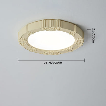 Modern Minimalist Round Patterned Iron Resin Acrylic LED Flush Mount Ceiling Light For Bedroom