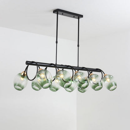 Nordic Light Luxury Gradient Glass Linear  6/8/10 Light Island Light Chandelier
