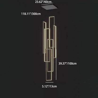 ثريا LED بتصميم عصري بسيط مصنوعة من الحديد والألومنيوم والسيليكا على شكل مربع مستطيل للسقف للسلالم