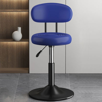 Contemporary Luxury Round Faux Leather Upholstered Swivel Bar Stool Height Adjustable Footrest For Dining Room