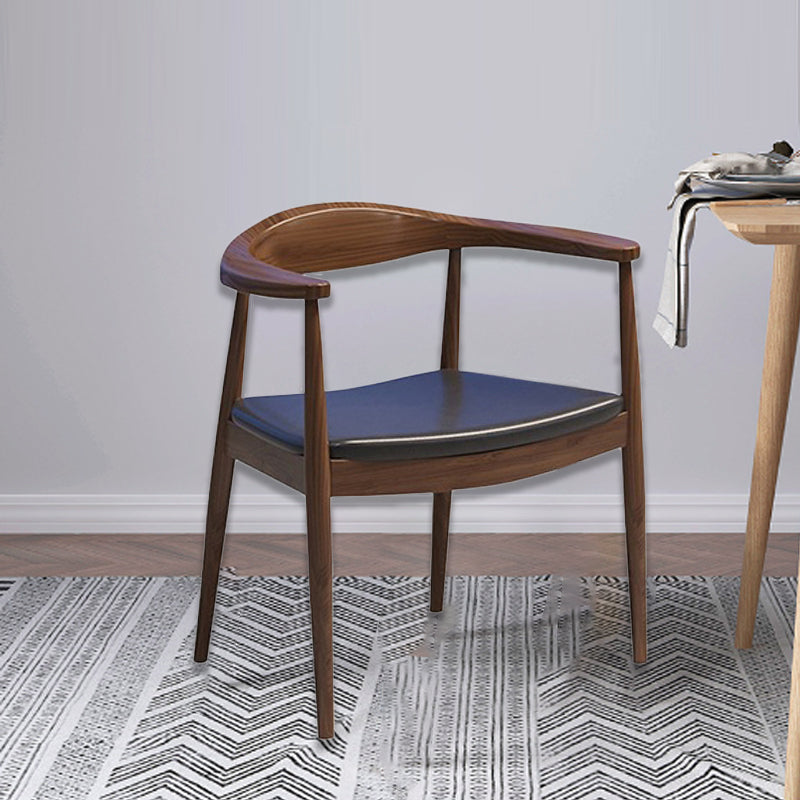 Modern Simplicity Wood PU Leather Sponge Square Arch Dining Chair Backrest Armrest For Dining Room