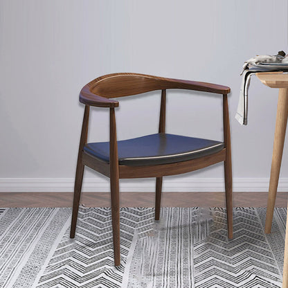 Modern Simplicity Wood PU Leather Sponge Square Arch Dining Chair Backrest Armrest For Dining Room