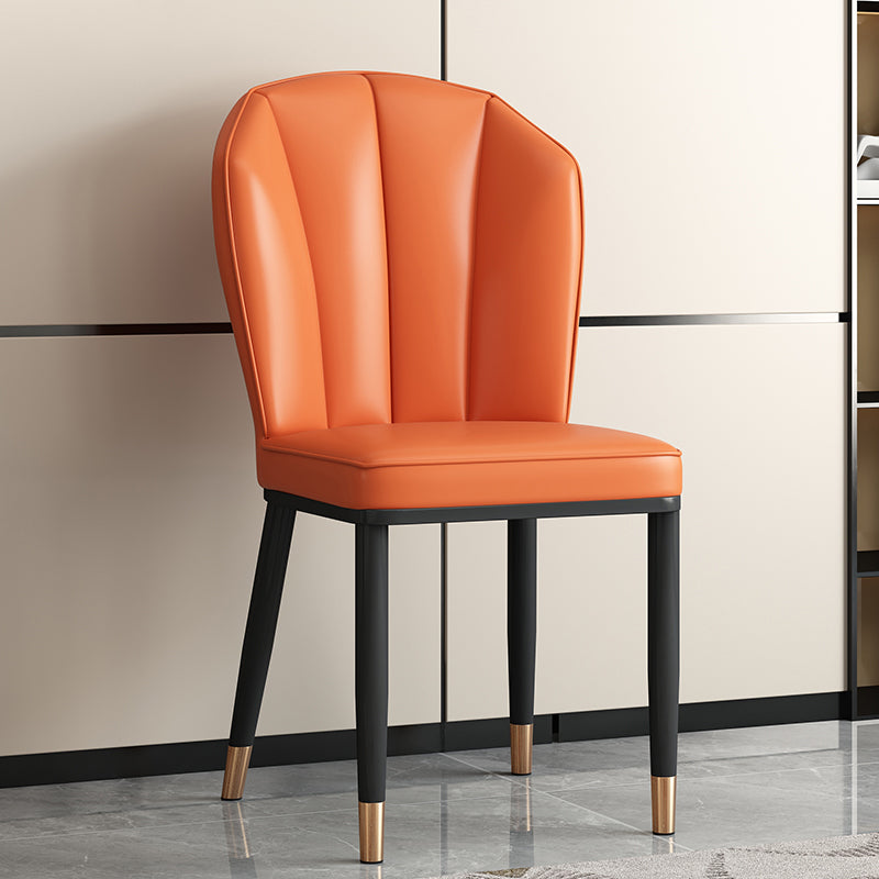 Modern Luxury Artificial Leather Carbon Steel Sponge Square Shell Dining Chair Backrest For Dining Room