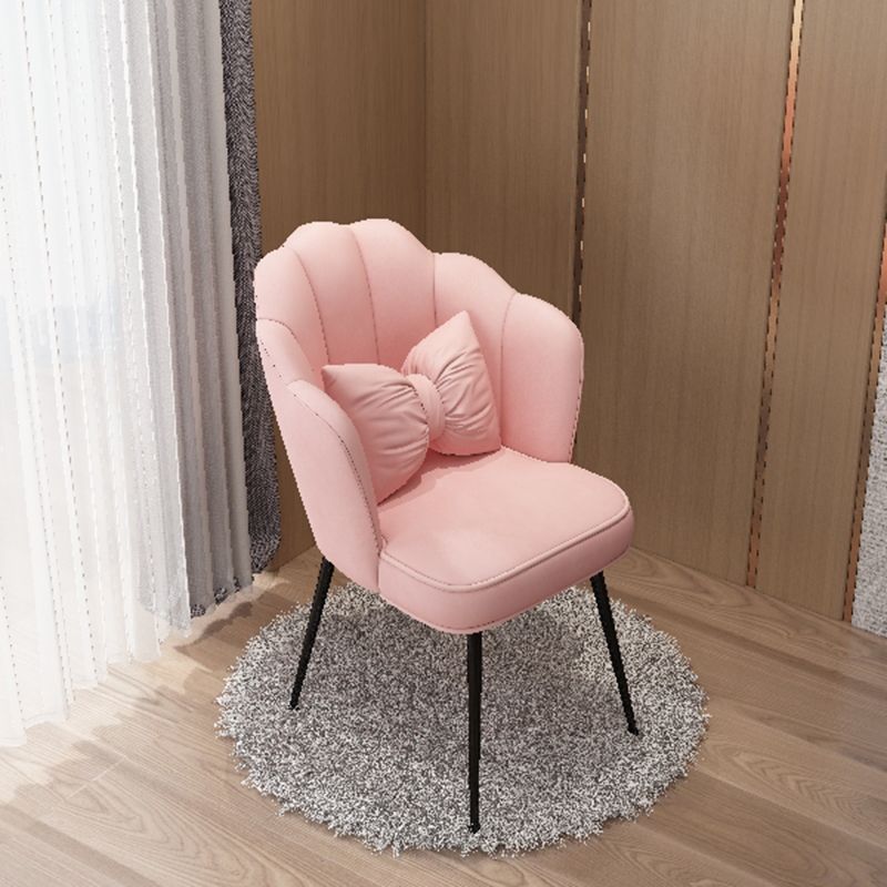 Contemporary Creative Petal Butterfly Knot Square Velvet Metal Vanity Stool Backrest Armless For Bedroom