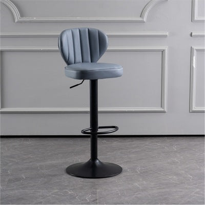 Modern Minimalist Square PU Leather Metal Bar Stool Backrest Footrest For Dining Room