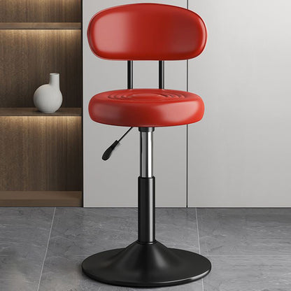 Contemporary Luxury Round Faux Leather Upholstered Swivel Bar Stool Height Adjustable Footrest For Dining Room