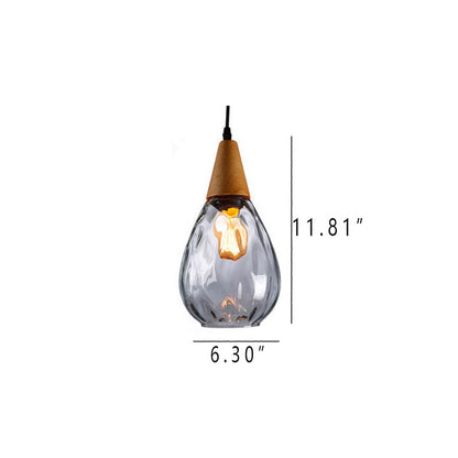 Water Ripple Glass 1-Light Drop Shaped Pendant Light