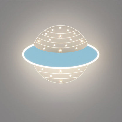 Contemporary Creative Rabbit Planet Acrylic Iron LED Wall Sconce Lamp For Bedroom