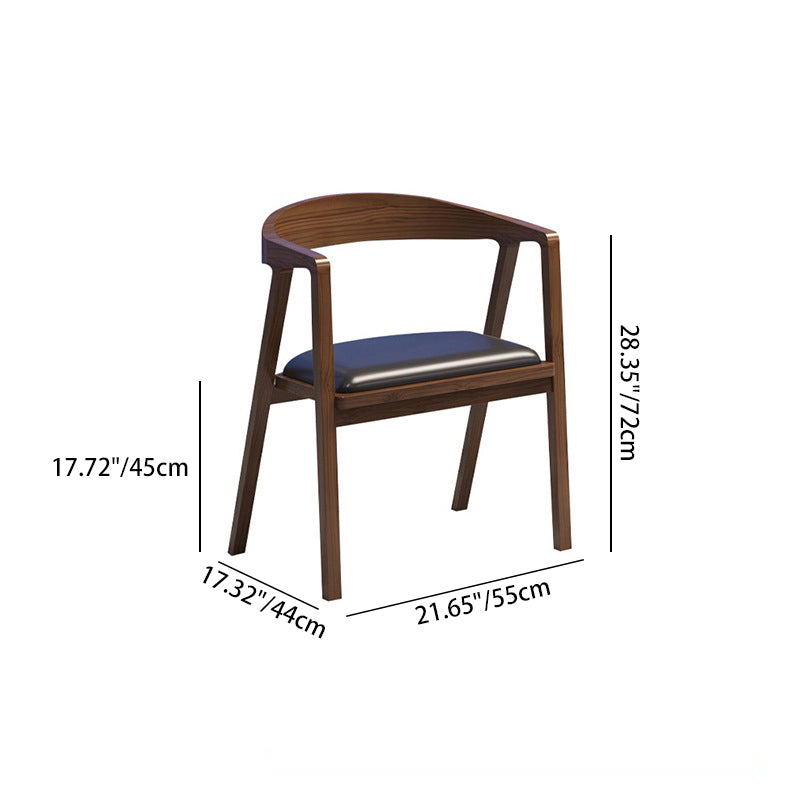 Modern Simplicity Wood PU Leather Sponge Square Arch Dining Chair Backrest Armrest For Dining Room