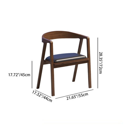 Modern Simplicity Wood PU Leather Sponge Square Arch Dining Chair Backrest Armrest For Dining Room