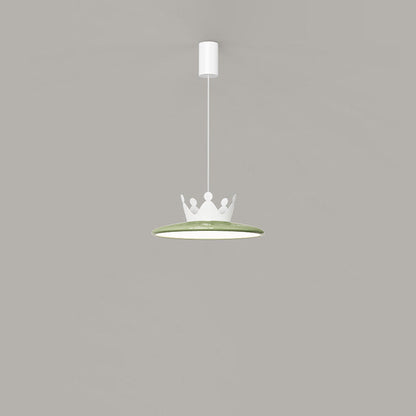 Contemporary Nordic Iron Crown Decor Flying Saucer Shade LED Pendant Light For Dining Room