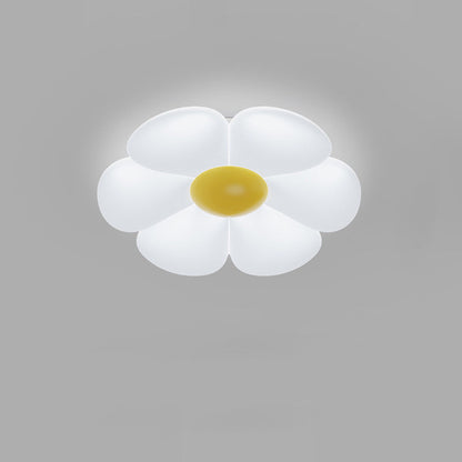 Contemporary Creative Daisy Flower PE Iron LED Flush Mount Ceiling Light For Bedroom