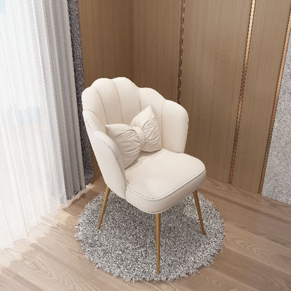 Contemporary Creative Petal Butterfly Knot Square Velvet Metal Vanity Stool Backrest Armless For Bedroom