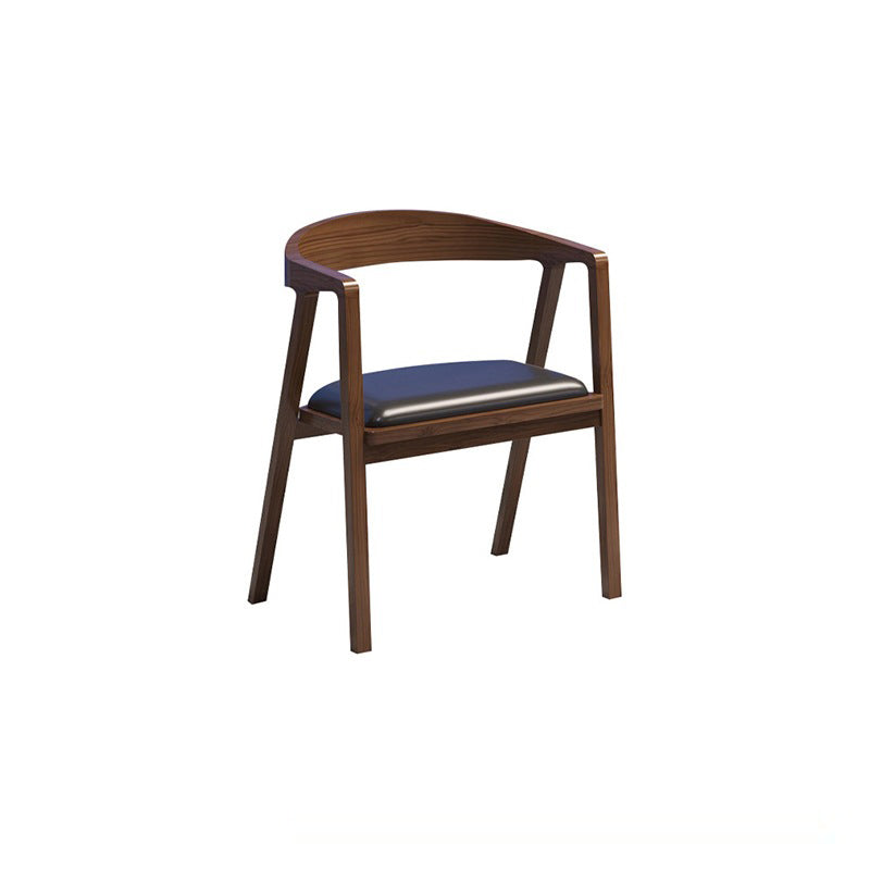 Modern Simplicity Wood PU Leather Sponge Square Arch Dining Chair Backrest Armrest For Dining Room