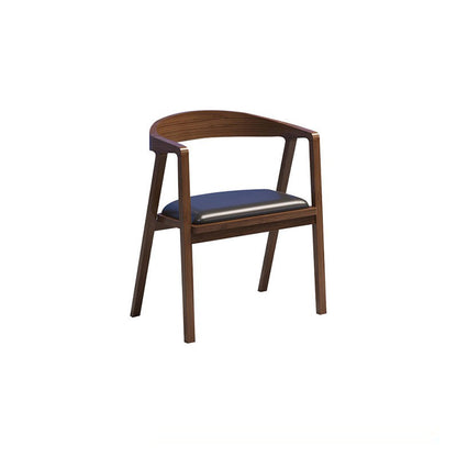 Modern Simplicity Wood PU Leather Sponge Square Arch Dining Chair Backrest Armrest For Dining Room
