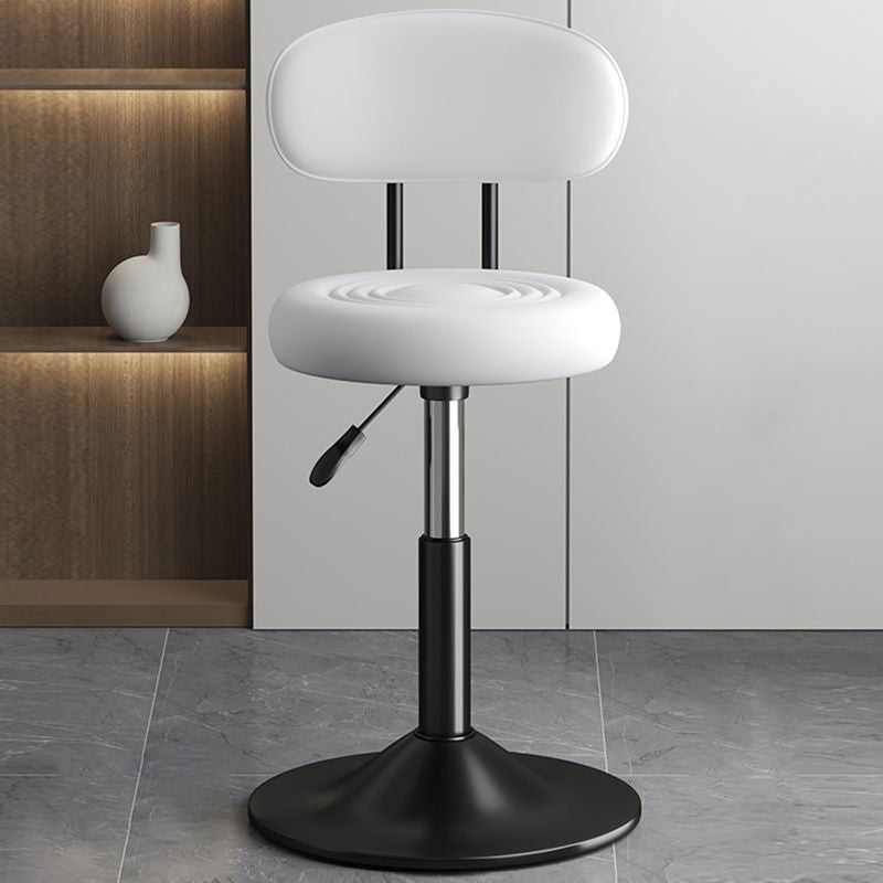 Contemporary Luxury Round Faux Leather Upholstered Swivel Bar Stool Height Adjustable Footrest For Dining Room