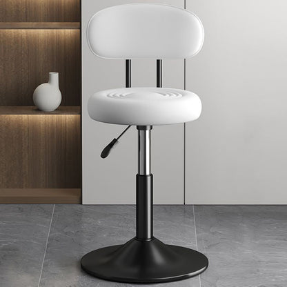 Contemporary Luxury Round Faux Leather Upholstered Swivel Bar Stool Height Adjustable Footrest For Dining Room