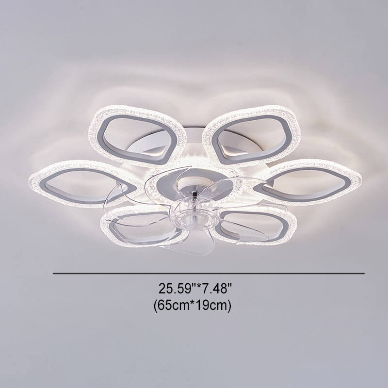 Scandinavian Modern Minimalist Flower Petals Iron Acrylic Plastic LED Flush Mount Ceiling Fan Light
