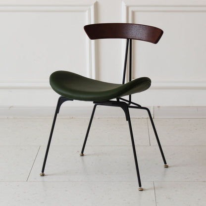 Contemporary Industrial Ant Arch Wood Rebar PU Leather Fabric Sponge Dining Chair Backrest For Dining Room